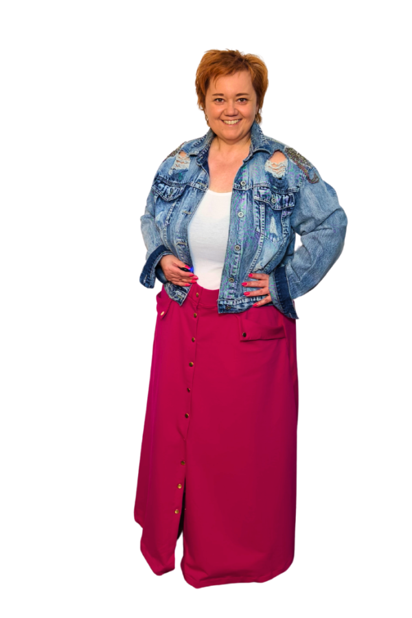 Plus size sukňa s cvokmi - ružová